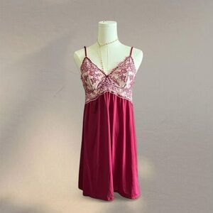 La Vie en Rose Pinkish Burgundy Red Slip Mini Dress
